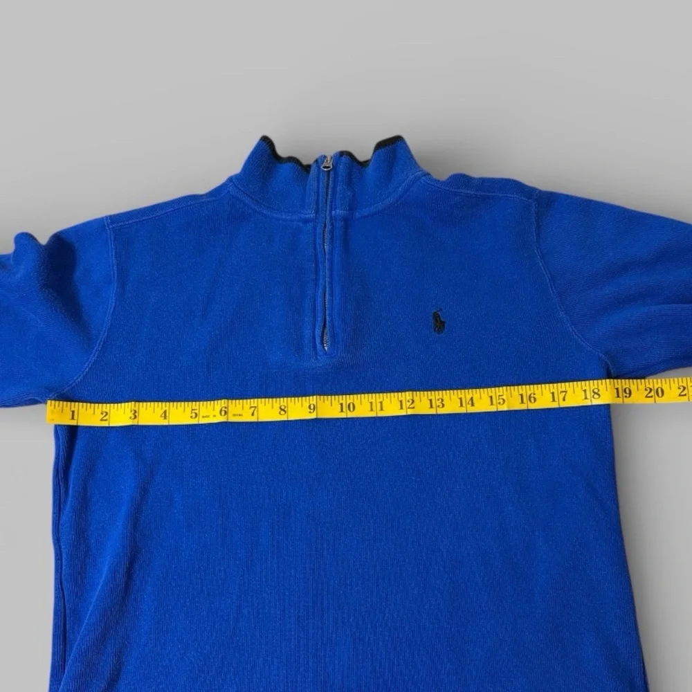 Polo Ralph Lauren 100% Cotton Royal Blue Quarter-Zip Pullover Sweater